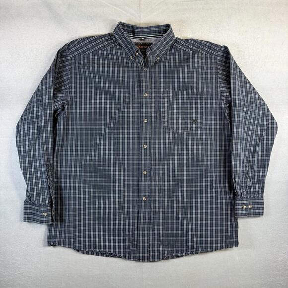 Ariat Pro Series Shirt Mens XL Plaid Blue Long Sleeve Button Down Rodeo Cowboy - Picture 1 of 7